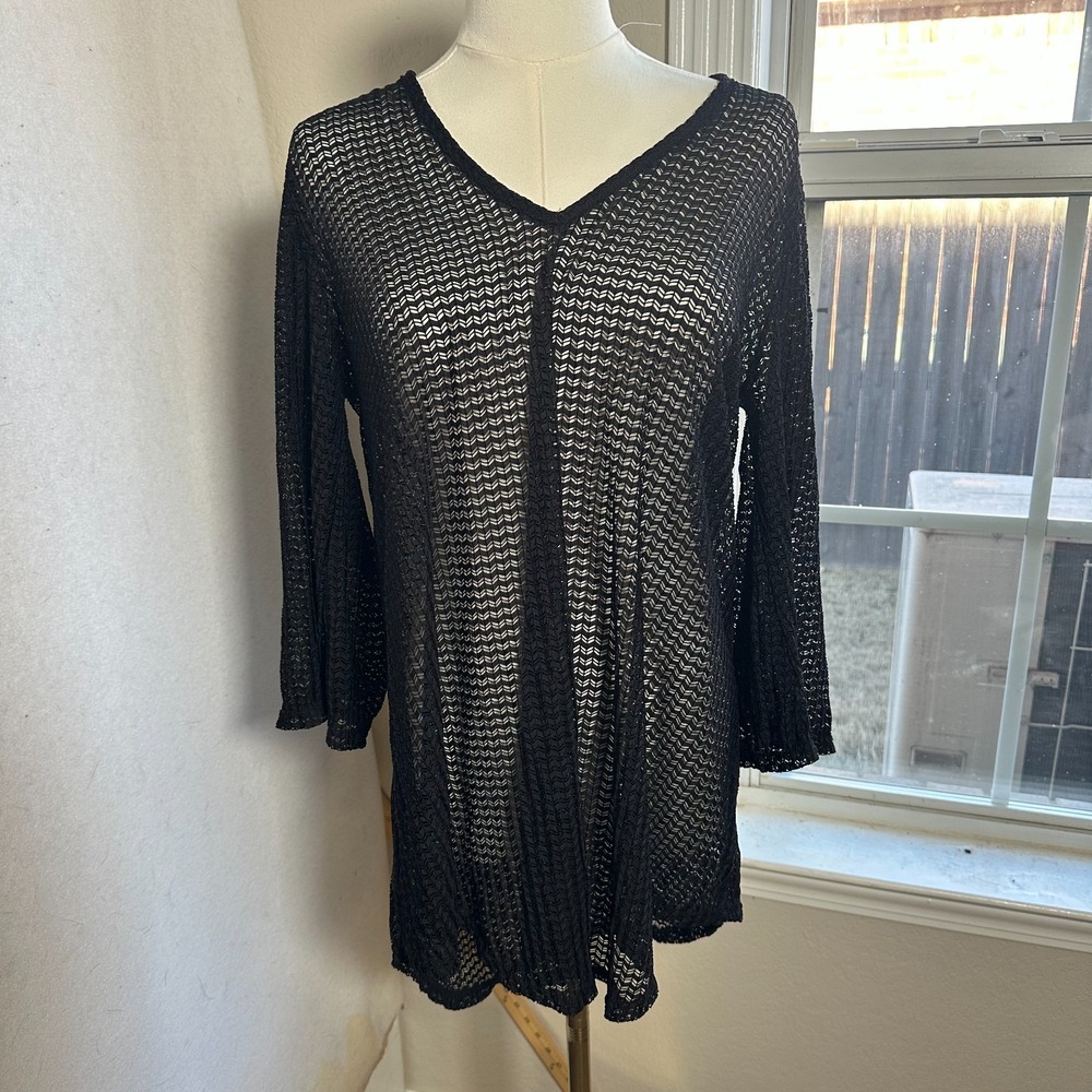 Jordan Taylor Black Mesh Swimming Suit Cover Up Dress Beach Cruise Vacation sz M